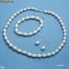 Pleasant Jewelry set -Bratara, lantisor cercei- 8.0mm Freshwater Pearls .