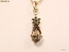 medalion aur 14K cu cuart fumuriu UNICAT pandantiv latisor