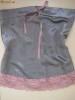 TOP VILA SATIN BORDURA DANTELA gri si pink antique superb s/m