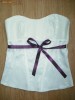 CORSET ALB CU PAIETE SI FUNTITA MOV, BLU DESIGN