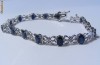 Bratara aur alb 14K, 10.3g, model floral ornat cu 5 CARATE DIAMANTE si SAFIRE