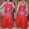 Rochie de seara/ocazie rosie din tul, voal si swarovski / material stil indian (okazie)