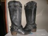 OFERTA! Super cizme rock dama piele 100 % interior/exterior (gri patinat ) ,accesorizate lanturi /catarame , Sz 40/41, calitate superioara !