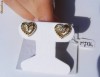 Cercei aur galben 10K, 2.8g, model inimioara ornati cu 1/5CT DIAMANTE !!