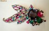 BROSA-PANDANTIV FLOARE  cu cristale multicolore