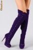 CIZME PESTE GENUNCHI IMITATIE PIELE CAPRIOARA (culoarea INDIGO)