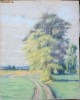 Peisaj , pastel , semnatura indescifrabila , pe carton