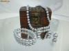 Set perle gri - sidefat, 3 piese