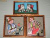 AuX: Trei GOBLENE Vechi Romanesti Traditionale Copii Si Pisici De Colectie Foarte Frumoase SET