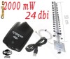ADAPTOR USB Kasens G5000 2000MW + ANTENA WIFI WIRELESS EXTERNA DISTANTA 2-3KM CAMP DESCHIS 24 DBI 1,5M CABLU