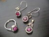 SET ARGINT MODEL VINTAGE CERCEI INEL PANDANTIV RUBIN CUPRU