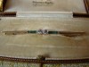 BROSA AUR 14KT CU DIAMANTE SI SMARALDE(1900)-DELICATA, RARA