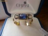 LICHIDEZ COLECTIE INEL ANTIC DIN AUR  CU SAPHIR CABOCHON  SI DIAMANTE