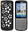 Husa/Carcasa Bumper TPU Silicon Hidrogel+Folie protectie ecran-Flori albe pe fundal negru- NOKIA C3-01(La comanda)-Livrare Gratuita!