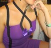 Rochie bangage unica violet mov negru superba mulata deosebita M