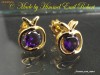 Cercei cu mar mic (merisor), Violet Ametist  placati cu Aur G 18K, 10/7mm, 2gr,