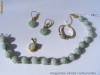 Set unicat 4 piese (bratara-cercei-pandant-inel) aur 14K, 24g, ornate cu JAD!!!