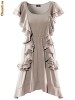ROCHIE gri casual primavara vara H&M h and m maneci fluture multe volanase