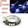 Banda smd 5050 led alba, 30 cm, 15 leduri, rezistenta la apa, lumini masina