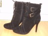 botine negre / pantofi negri velur cu platforma marimea 39 toc de 10 cm