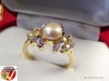Inel placat cu Aur G 18k,diametru 17.8mm,Ametist,Topaze,Perla+CUTIE CADOU.no.9978