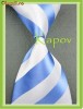 Cravata de matase 100%, model dungi albastru/bleu si alb Jacquard Cravata de matase 100%, model dungi albastru/bleu si alb Jacquard
