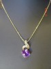 Pandantiv placat cu aur, cu cristal ametist princess cut si cristale swarovski + lant 1 - bijuterii mireasa