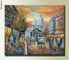 Parisul vechi pe inserat  - tablou ulei pe panza  60x50 in cutit