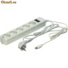 Priza multipla Gembird master-slave 5x, cu USB si protectie la supratensiune, alb