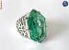Inel din aliaj inoxidabil placat cu rhodium ,piatra din sticla aquamarine