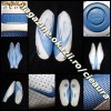 PAPUCI SPORT / SABOTI UNISEX firma NIKE PIELE ECOLOGICA PERFORATA ALBA si PANZA PERFORATA BLEU INCALTAMINTE SPORT DAMA FEMEI