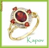 Inel Classic Dama  Aur Galben Filled 10KT Dimensiunea  8 Red Garnet