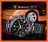 (negociabil} SUPERB CEAS GERMAN TEHNOLOGIE 6 CADRANE CU DISPLAY RETROGRAD . Konigswerk Picus. NEGRU HEMATIT + BRATARA ZALE. NOU 100% garantie