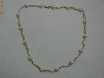Colier aur galben 14 k cu perle naturale