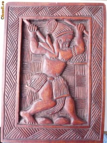 Sculptura in lemn exotic , razboinic incas , provenind din Mexic