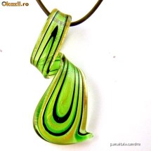 Pandantiv Handmade din Sticla de Murano Frunza foto