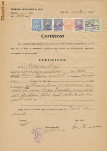 RFL 1948 ROMANIA document cu timbru fiscal local Cluj si fiscale RPR foto