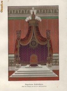 Litografie sfarsit de secol XIX  , Tronul lui Napoleon Bonaparte foto