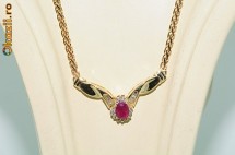 superb colier aur galben 14K cu rubin si diamante naturale 8,4gr foto