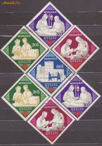 Timbre Mongolia  1963 Crucea Rosie stampilate