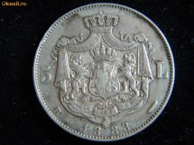 5 Lei 1883, Argint.
