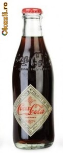Sticla goala de colectie Coca Cola 125 ani aniversare eticheta foto