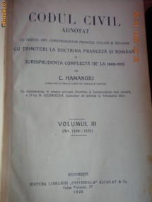 Codul civil adnotat editie 1925 - 1934 foto