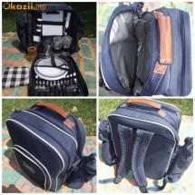 Rucsac de picnic pt 4 persoane cu suport pentru 2 sticle!OFERTA! foto