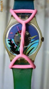 Ceas copii SWATCH, original S.U.A, bratara silicon, foarte colorat, folosit -  SUPERB foto