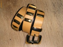 Super curea luxoasa ESCADA autentica 100 % piele naturala  nuanta camel cu accesorii metalice masive aurii foto