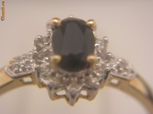 Inel din aur galben si alb cu pietre naturale safir si diamante, NOU, foarte elegant