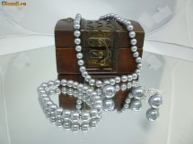 Set perle gri - sidefat, 3 piese foto
