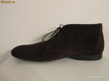 BOTINE BARBATI PIELE INTOARSA MARO NOII foto