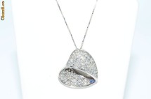 deosebit lantisor aur alb 14K pandantiv inima cu diamante naturale 1CT, 6.17gr foto
